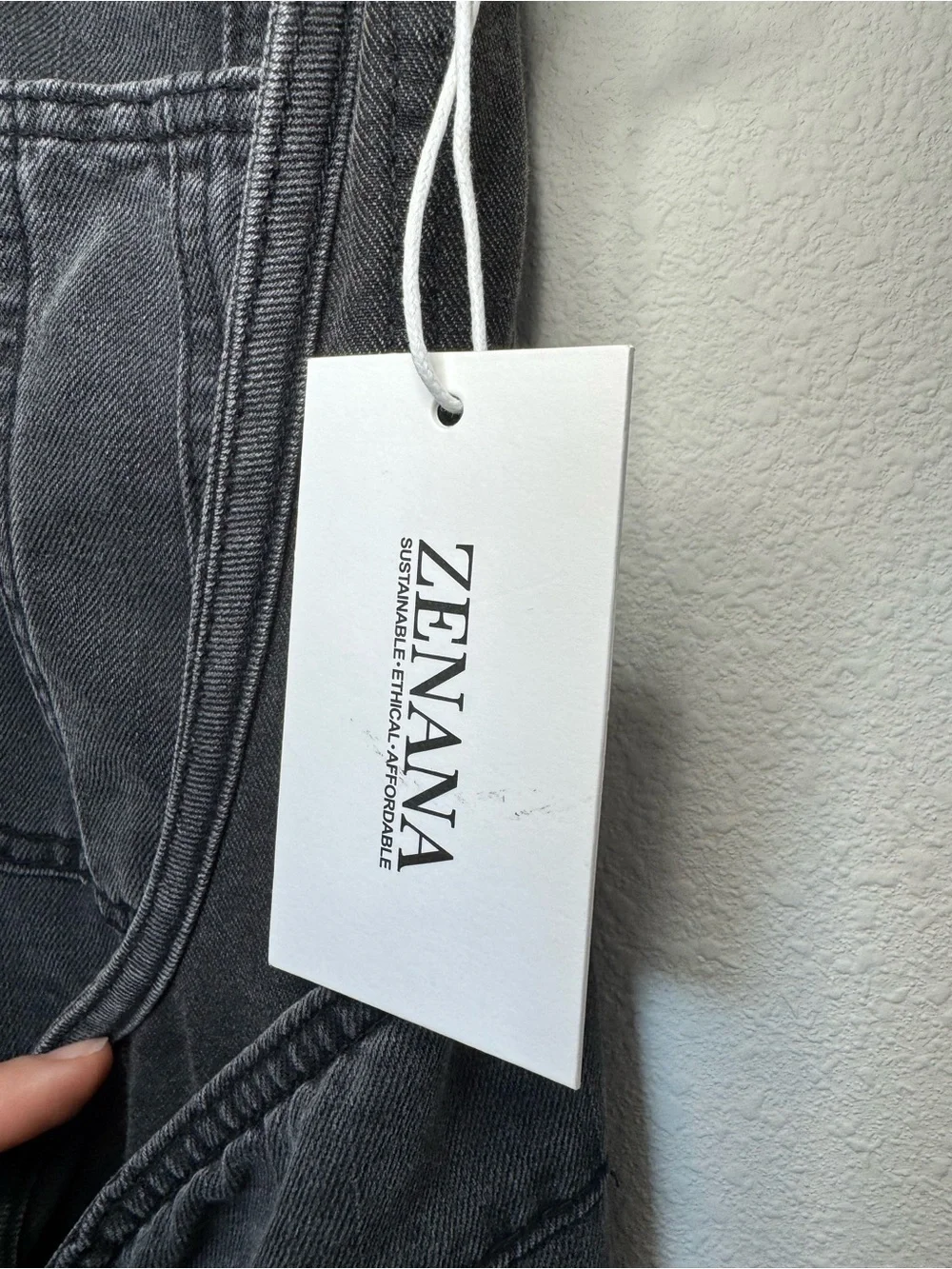 Zenana Washed Black Knot Strap Relaxed Fit Overalls NWT